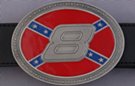 Number 8 in pewter on stars and bars oval belt buckle