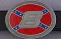 Number 8 in pewter on stars and bars oval belt buckle