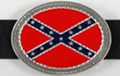 oval red, blue and pewter rebel flag belt buckle