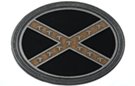 fleurs and bars cajun rebel flag belt buckle in black and gold