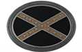 fleurs and bars cajun rebel flag belt buckle in black and gold