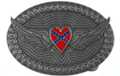 western belt buckle with rebel heart on wings