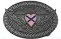 western belt buckle with pink rebel heart on wings