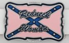 rectangular enameled pewter belt buckle with "Redneck Woman" over rebel flag