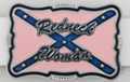 rectangular enameled pewter belt buckle with "Redneck Woman" over rebel flag