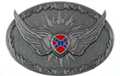 rebel shield with wings pewter western belt buckle