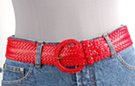 red faux leather braided belt snake skin weave, braided buckle and braided retainer