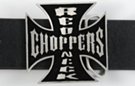 "Redneck Choppers" on iron cross black enameled belt buckle