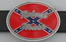 "Redneck Woman" in script over rebel flag oval belt buckle