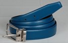 royal blue and black reversible dress belt with silver buckle