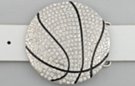 big rhinestone and silver basketball belt buckle