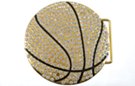 big rhinestone and gold basketball belt buckle