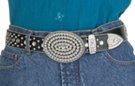 Swarovski crystal buckle on rhinestone belt