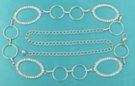 silver hoop-oval-hoop clear rhinestone chain belt