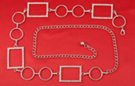 silver hoop-frame-hoop clear rhinestone chain belt