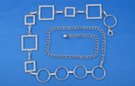 silver square and hoop clear rhinestone chain belt