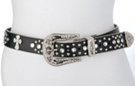 black rhinestone and cross leather belt with 3-piece rhinestone buckle set
