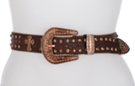 brown rhinestone and cross studded leather belt with rhinestone buckle set