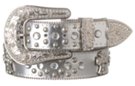 silver rhinestone and cross studded leather belt with rhinestone buckle set