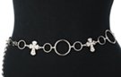 rhinestone cross and triple ring chain belt