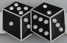 rhinestone and black enamel pair of dice belt buckle