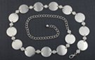 alternating silver disks and clear rhinestone chain belt