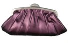 purple leatherette fan shape frame-top rhinestone egg clip evening clutch