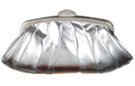 silver leatherette fan shape frame-top rhinestone egg clip evening clutch