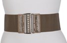 brown high waist stretch belt with rhinestones and studs