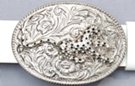 belt buckle, rhinestone and black leopard on floral oval