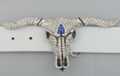 wide rhinestone covered longhorn skull belt bucle