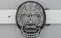 clear rhinestone death mask belt buckle