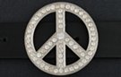 rhinestone peace sign buckle