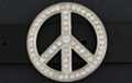rhinestone peace sign buckle
