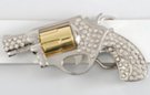 silver and gold rhinestone studded revolver buckle