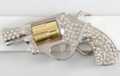 silver and gold rhinestone studded revolver buckle