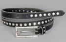 black single row skinny rhinestone leather belt