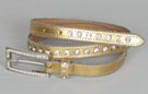 gold single row skinny rhinestone leather belt
