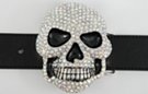 AB rhinestone studded skull belt buckle