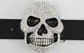 AB rhinestone studded skull belt buckle