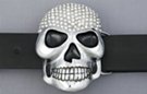 rhinestone studded skull belt buckle