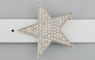 better star-shaped rhinestone encrusted silver belt buckle