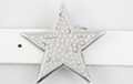 star-shaped rhinestone encrusted silver belt buckle