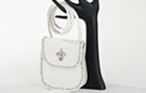 rhinestones and fleur-de-lis leather saddlebag hip pouch