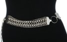 silver quintuple strand chains and stones chain belt