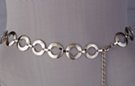chain belt, 1-1/4" wide notched rings, small heart at extension chain tip