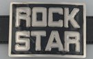 rectangular "Rock Star" belt buckle in black and chrome