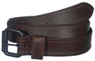 brown oil-tanned stitched and beveled leather belt