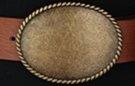 oval antique brass western belt buckle with rope edge