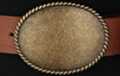 oval antique brass western belt buckle with rope edge
